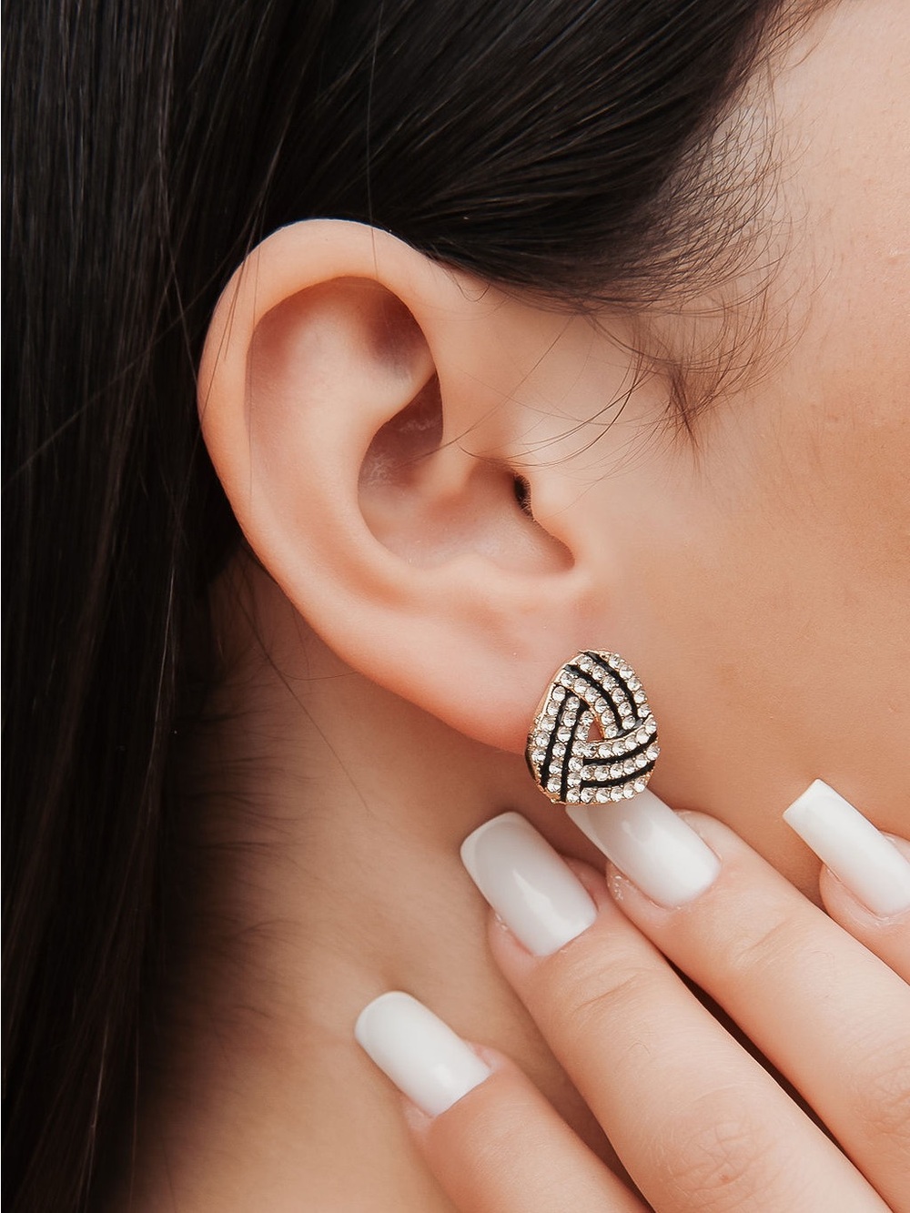 Gold Crystal Knot Stud Earrings - Sparkling Statement